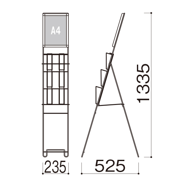 パネル付スリムパンフレットスタンド　A4 3ッ折 2列3段　PR-120