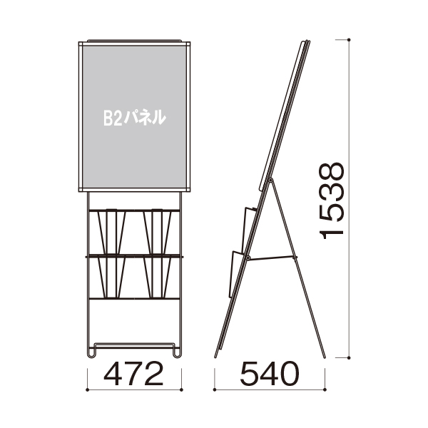 パネル付スリムパンフレットスタンド  A4 2列2段　PR-240