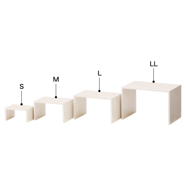 木製コの字ディスプレイ(ホワイトウッド)LL