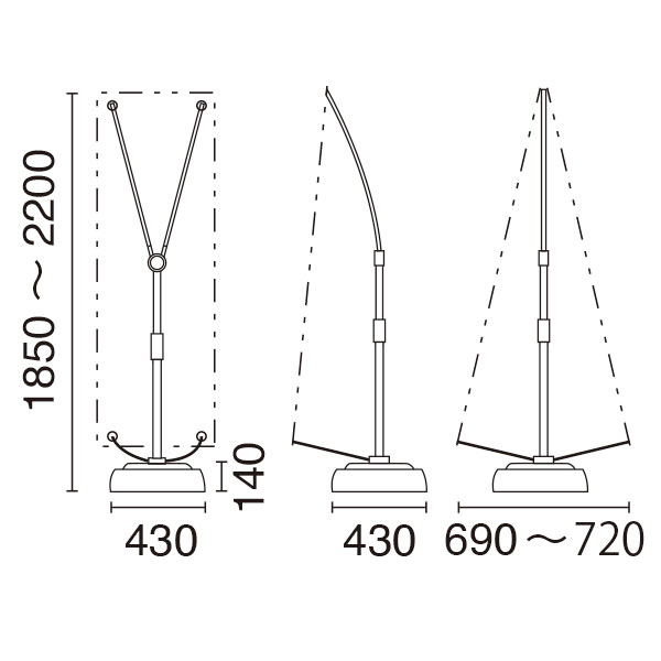 バナースタンド Y-BAND-LIGHT  (QSB-LIGHT)タイプ　店舗用品　販促用品　展示会　セミナー会場　バックボード　インタビューボード