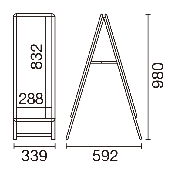 スリムグリップA® A1ハーフ両面 ロータイプ シルバー 屋内 A型看板　スタンド看板　a型看板