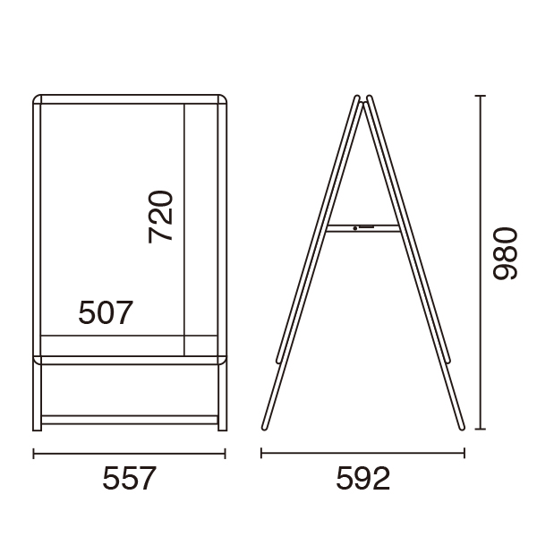 スリムグリップA B2両面 ロータイプ シルバー 屋内 A型看板　スタンド看板　a型看板　店舗用品　b2サイズ