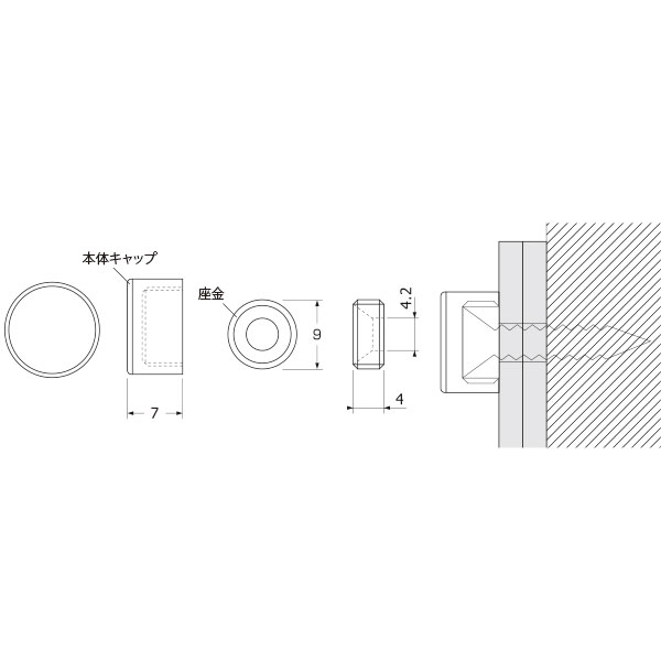 パネルフィクス平丸 φ16クローム　店舗用品　スカルプス