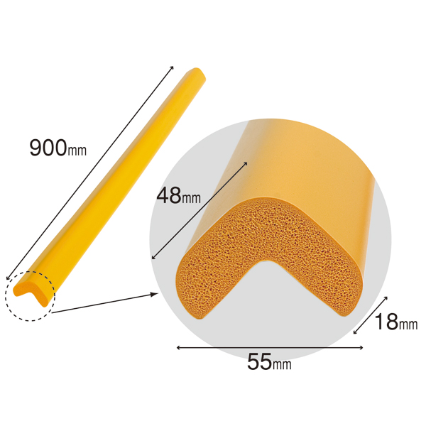 安心クッション L字型90cm 大 ライトグレー　店舗用品　バックヤード備品　安全用品　コーナーガード