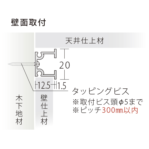 ピクチャーレール PR-1N L3000 ホワイト　店舗用品　展示用品