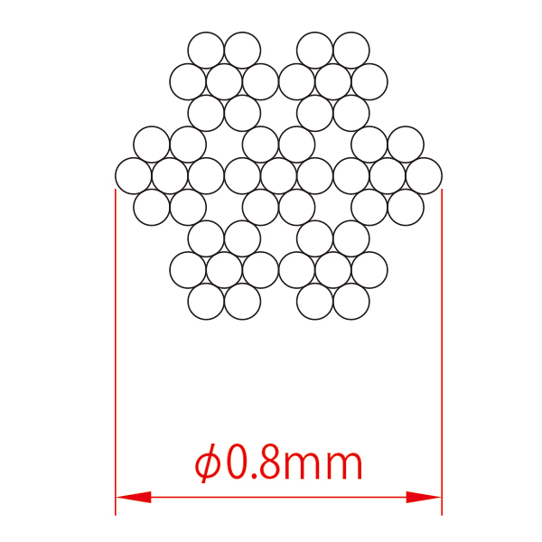 軽量専用ワイヤー(片ボール)φ0.8 L1000　店舗用品　展示用品