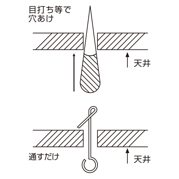 ラクラクフック (10本入)　販促POP　天吊り用品・タペストリーバー　天吊取付・金具・チェーン・リング