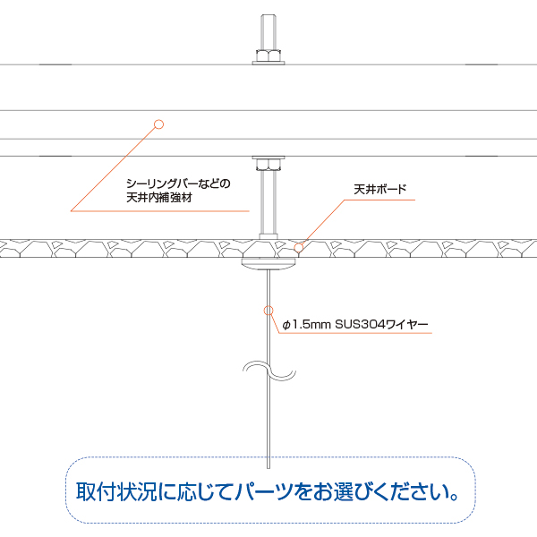 天井部 TW15 1.5φ×1000mm　店舗用品　展示用品