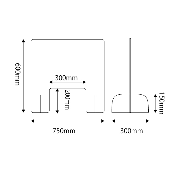 クリアパーテーション 窓付き W750　店舗用品　レジ周り備品　飛沫感染防止　レジ・窓口対策用品　フロアタイプ