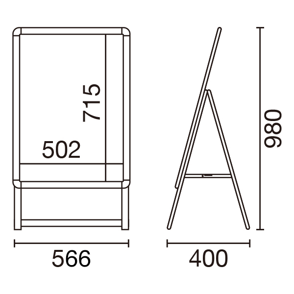 グリップA　B2　片面　ブラック A型看板　a型看板　スタンド看板