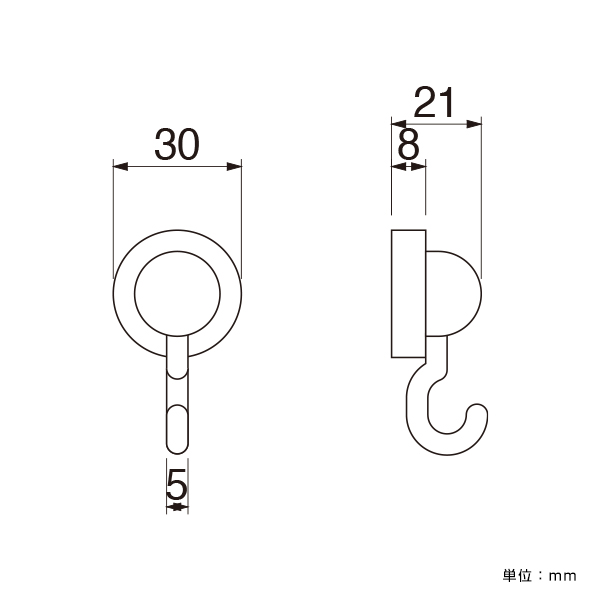 マグネットフックJタイプ ブラック