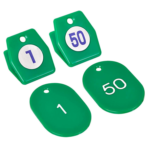 スチロールクロークチケットA型 (1～50) グリーン　店舗用品　レジ回り用品　番号札