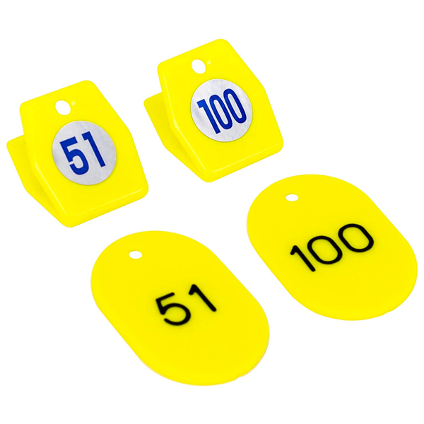 スチロールクロークチケットA型 (51～100) イエロー　店舗用品　レジ回り用品　番号札
