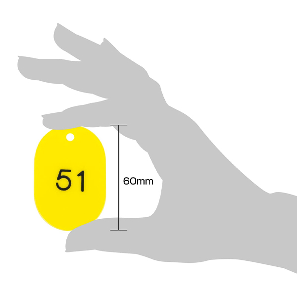 スチロールクロークチケットA型 (51～100) イエロー　店舗用品　レジ回り用品　番号札