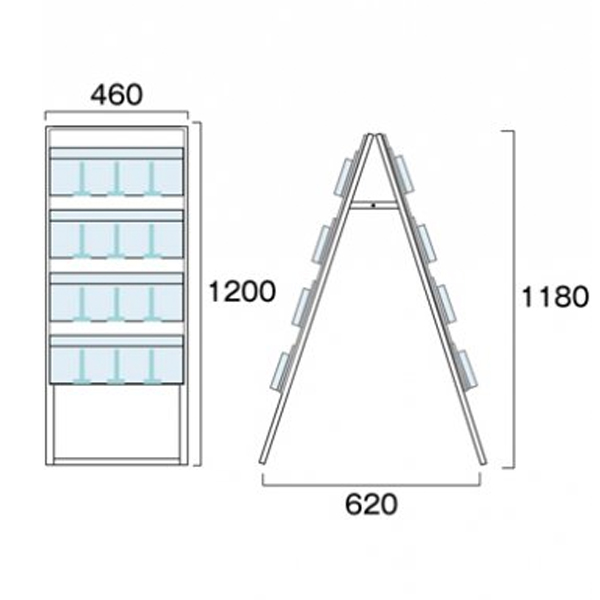 パンフレットケーススタンド450 4段両面ハイ