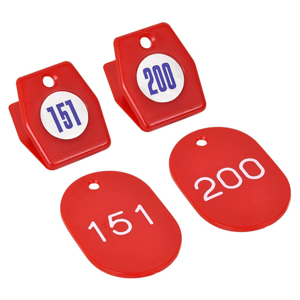 スチロールクロークチケットA型(151～200) 赤　店舗用品　レジ回り用品　番号札　クローク札