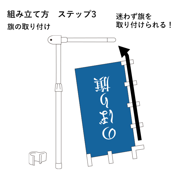 ラクマルポール 3m伸縮タイプ ホワイト 白　店舗用品　展示・イベント用品　のぼりポール　直売所