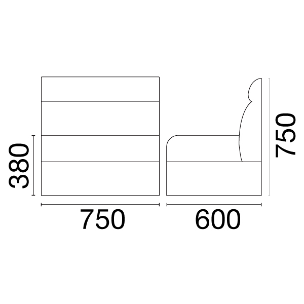 ボックスソファ W750