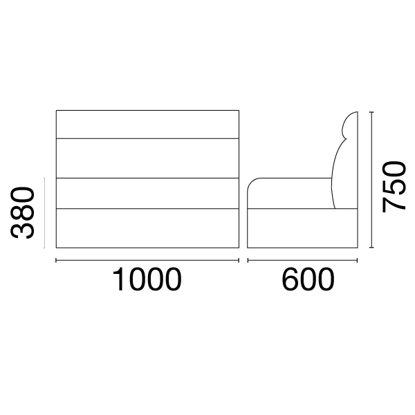 ボックスソファ W1000