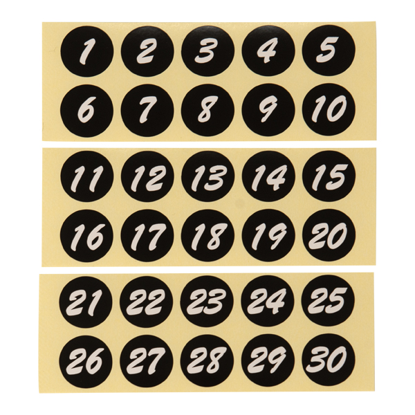 連番シール (1～50) ブラック 白文字　店舗用品　レジ回り用品　番号札