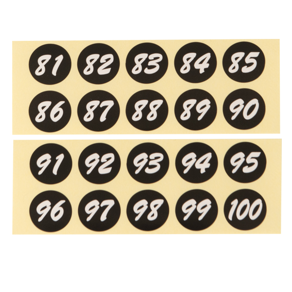 連番シール (51～100) ブラック 白文字　店舗用品　レジ回り用品　番号札