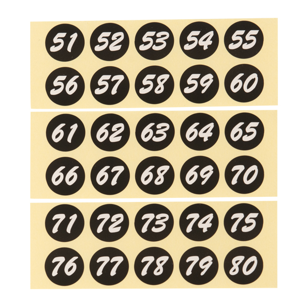 連番シール (51～100) ブラック 白文字　店舗用品　レジ回り用品　番号札