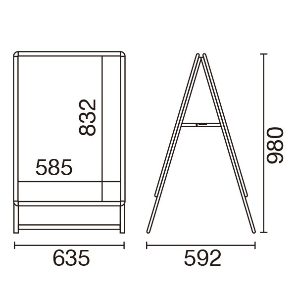 スリムグリップA® A1 ロー両面 ブラック 屋内 A型看板　スタンド看板　a型看板