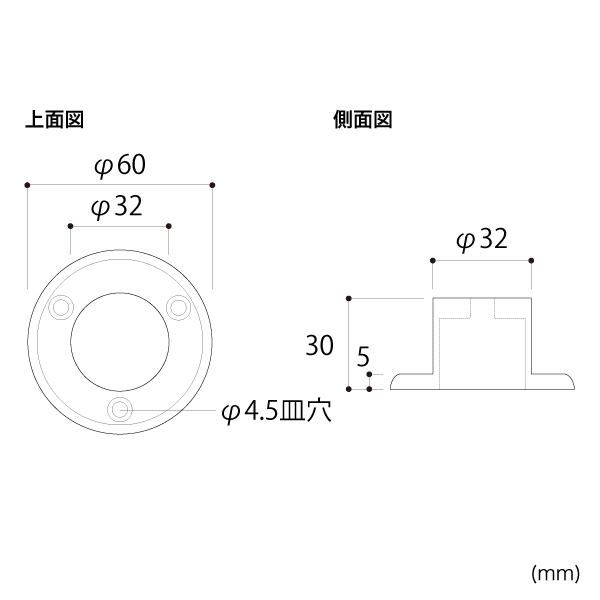 ブースディバイダーシリーズ ブースバー サークルタイプ φ32用台座 BC32-LD クローム