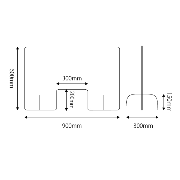 クリアパーテーション 窓付き W900　店舗用品　レジ周り備品　飛沫感染防止　レジ・窓口対策用品　フロアタイプ