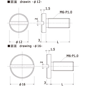 装飾平小ネジスリ割(低頭)M6φ16-3-20　店舗用品　スカルプス