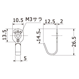 J型フック ニッケル 25 (57-521)　店舗用品　スカルプス